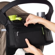 Amerteer Baby Stroller Organizer Bag - Stroller Storage Bag-Proof Insulated Cup Holders and Large Detachable Zippered Clutch Bag for Universal Stroller Like Baby Jogger,Bugaboo