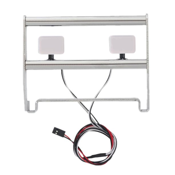 Parachoques delantero de metal con luz LED para Axial SCX10 90046 GEN8 RC 1:10 Rock Plata