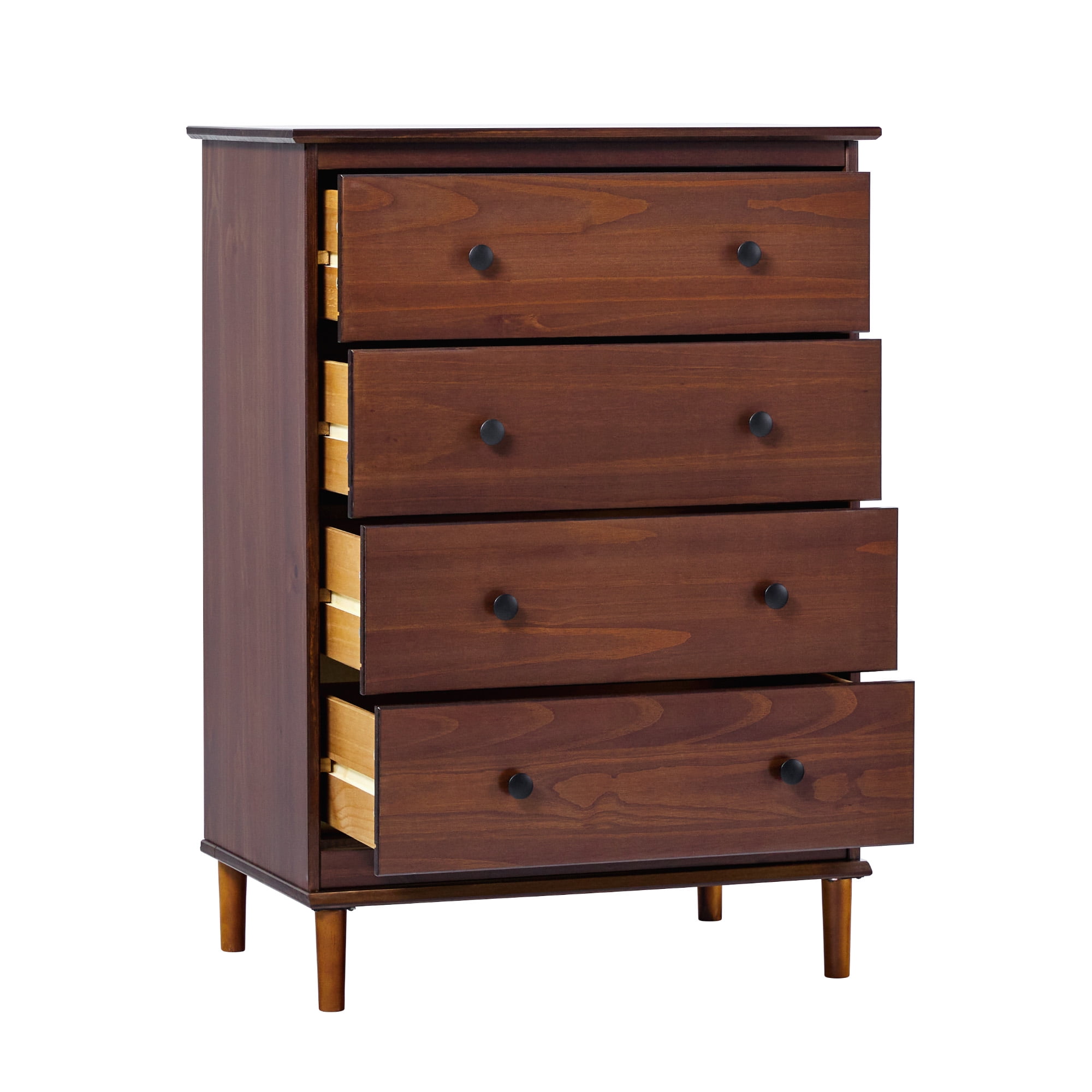 Walker Edison Jules 4-Drawer Solid Wood Dresser, Walnut