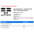 thumbnail image 2 of Rear Brake Pad Set - Compatible with 1997 - 2005 Chevy Blazer 1998 1999 2000 2001 2002 2003 2004, 2 of 2