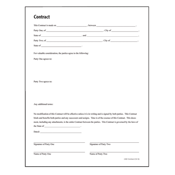adams contract form 8 5 x 11 inch white lf601 walmart com
