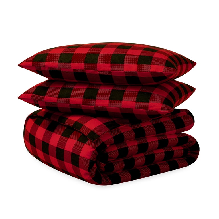 Bare Home Flannel Duvet Cover Set, Queen, Buffalo Plaid photo 1