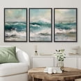 thumbnail image 2 of PixonSign Framed Canvas Print Wall Art Set Coastal Ocean Wave Beach Watercolor Seascape Nature Wilderness Illustrations Modern Art Decorative Rustic Relax/Calm Colorful for Bedroom - 24"x36"x3 Black, 2 of 5