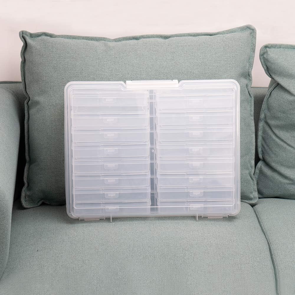 Photos Organizer Photo Storage Box with Handle - 16 Inner Photo Cases Photo Box Storage Picture Organizers and Storage (White)