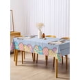 thumbnail image 3 of Blue Easter Rectangle Tablecloth, Spring Cartoon Bunny Colorful Eggs Wood Grain Waterproof & StainResistant Tablecloth, Washable Oil-proof Table Cover for Dining/Party/Wedding/Buffet 54x108 In, 3 of 9