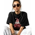 thumbnail image 2 of T Shirts for Women Short Sleeve Cotton Crewneck T-Shirt, Merry Christmas Red Gnome Holly Leaves Tee Tops Casual Basic T-Shirts, XS-5XL Black XS, 2 of 7