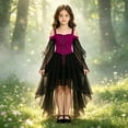 thumbnail image 6 of Abcomgle Witch Dress for Girls Size 7-8 Gothic Renaissance Butterfly Sleeve Vampire Dress for Girls Mesh Off Shoulder Winter Girls Halloween Dress, 6 of 7