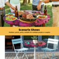 thumbnail image 6 of Elastic Fitted Round Tablecloth, Abstract Red Waterproof Stretch Table Cover for 55"-60" Tables, Painting Buildings Geometric Color Block Washable Outdoor Tablecloths for Patio, Picnic, Camping, 6 of 9
