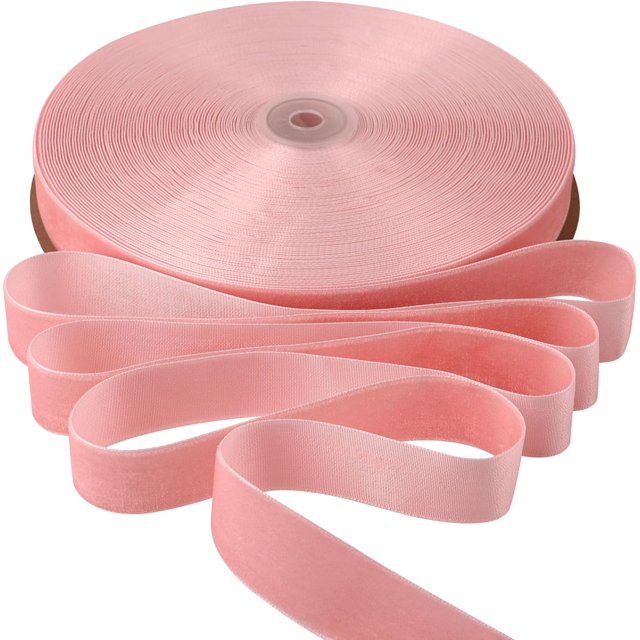 BokingOne Vintage Pink Velvet Ribbon, 1 Inch X 30Yds Single Face Velvet Ribbon for Gift Wrapping, Christmas Wrapping Bows, Wedding Decor, Home Decorating, DIY Crafts Decor