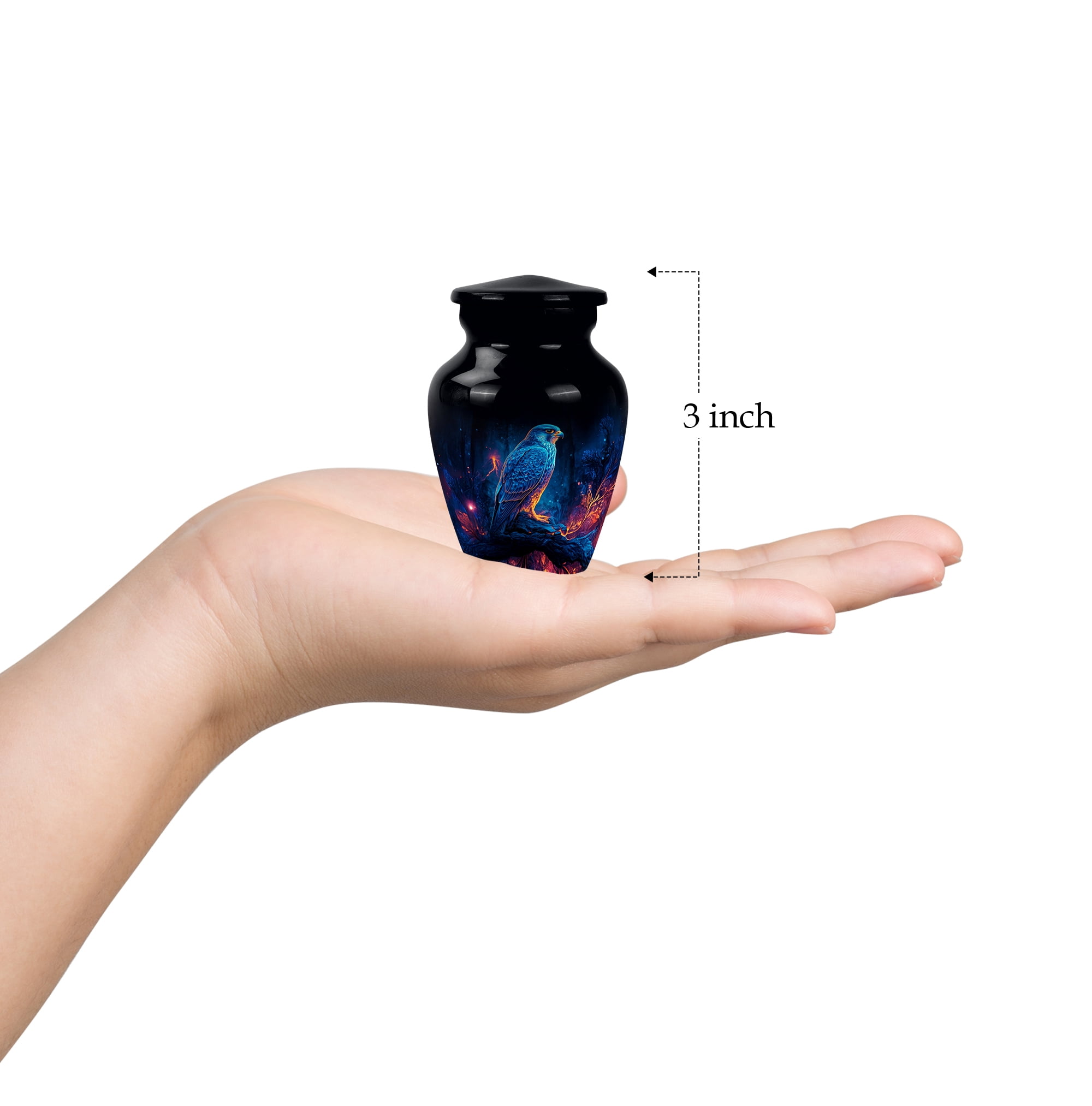 Mini Falcon Keepsake Urn For Ashes Small, Cremation Urn For Ashes Adult Male, Burial Urns For Adult Human Ash, Funeral Urns For Adult Ash Men (Size 3 Inch, 1 Pc)