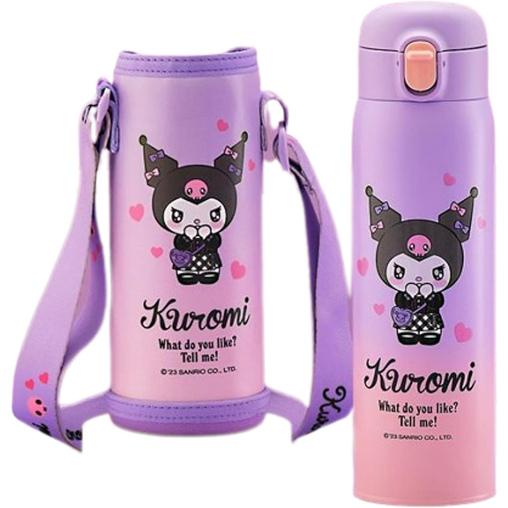 Kuromi Stainless Steel Insulated Water Bottle with Bag 480ml Kuromi Stainless Steel Insulated Water Bottle with Bag 480ml