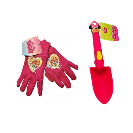 Kids Gardening Set Disney Minnie Mouse Trowel Spade Princess Jersey Work Gloves Pink