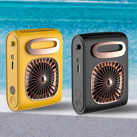 Vaidha Portable Waist Fan 6000mAh Battery Necklace Fan 2 In 1 USB Rechargeable Fan And Power Bank Small Fan Clip On Belt For Working Outdoor