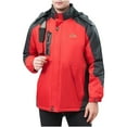 thumbnail image 2 of Waterproof Jackets Men's Color Blocked Fleece Pocket Detachable Zipper Outdoor Jacket Christmas Gift, 2 of 8