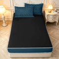 thumbnail image 4 of Manfei Retro Grid Zipper Full Size Comforter Sets with Fitted Sheet and 2 Pillowcases,Vintage Stripes Zipper Bedding Set,Blue Black,Black Reversible,4pcs, 4 of 8