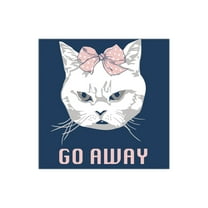 Go Away Blue Grumpy Cat Face 12 x 12 Wood Wall Sign Plaque