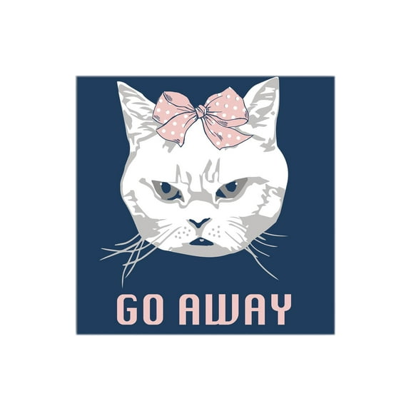 Go Away Blue Grumpy Cat Face 12 x 12 Wood Wall Sign Plaque