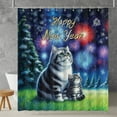 thumbnail image 2 of Happy New Year American Shorthair Family Cheer Winter Midnight Firework Shower Curtain Cat Lover Kitten Owner Gifts Waterproof Bathroom Bathtub Curtain - 02025, 2 of 5
