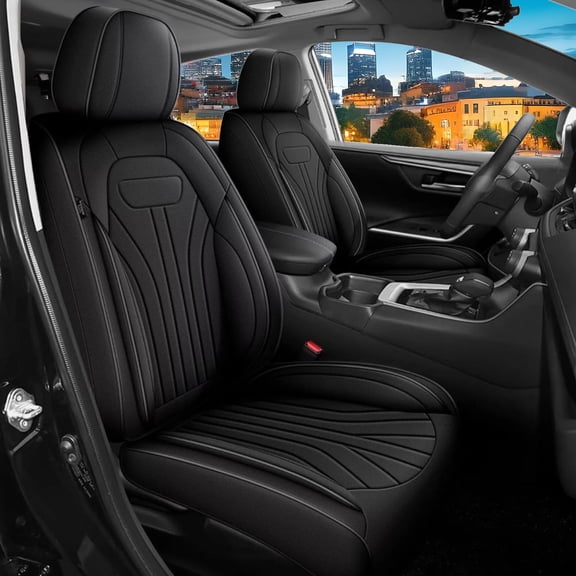 Car Seat Covers Full Set for Honda Ridgeline 2006-2014, Anti-Slip Full Coverage Car Seat Covers, Waterproof Nappa Leather Car Seat Cover Sets(5 Seats/Black)
