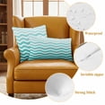 thumbnail image 6 of Geometric Turquoise Ombre Outdoor Pillow Covers 20x12 Set of 2,Waterproof Patio Throw Pillowcase Protectors,Modern Gradient White Ocean Striped Lumbar Decorative Pillow Shams Cushion Covers for Couch, 6 of 8