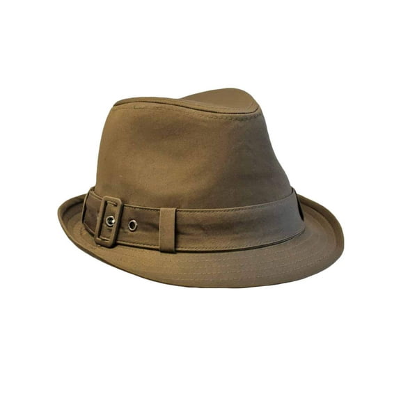 Brown Fedora Hat With Buckle Hat Band