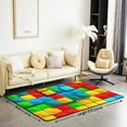 thumbnail image 2 of Building Blocks Area Rug 5x7, Colorful Rug For Teens, 3D Rainbow Construction Brick Carpet Funny Patchwork Geometric Rectangle Non Shedding Decorative Rug For Living Room, 2 of 6