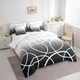 thumbnail image 3 of jejeloiu Geometric Lines Circle 7pcs Bedding Comforter Set,White Black Queen Bedding Sets For Men Women Reversible, 3 of 8