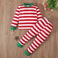 thumbnail image 2 of GPAECEAD Boys Girls Striped 2 Piece Kids Pajamas Set 100% Cotton Red, 2 of 9