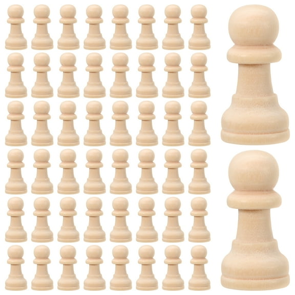 Lotus Wood Chess Pieces for Playing Handmade Light Yellow Unfinished Blank DIY 50pcs