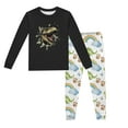 thumbnail image 1 of Rovga Tenues pour Garçons Ensemble de Pyjamas à Manches Longues 7 Ans Imprimé Dinosaure Col Rond Haut Pantalon Long Ensemble de Pyjama Vêtements de Maison Combinaison Polyvalente Noir, 1 of 4