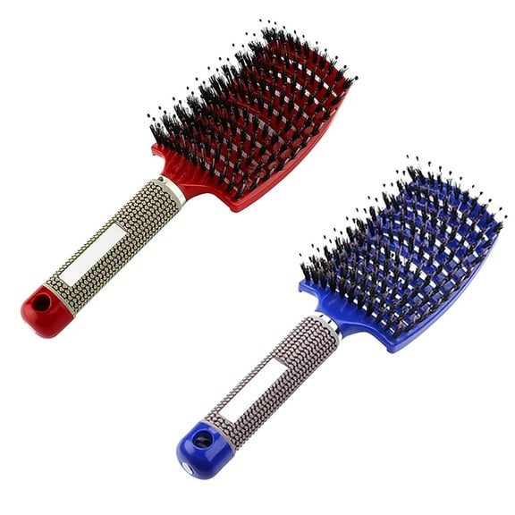 Hairstreaq Detangling Brush, Detangler Hair Brushes, Curved and Vented for Wet or Dry Detangling Hair Brush for Men, Women & Kids‘ Long, Thick, Thin, Curly & Tangled Hair (Blue Red)