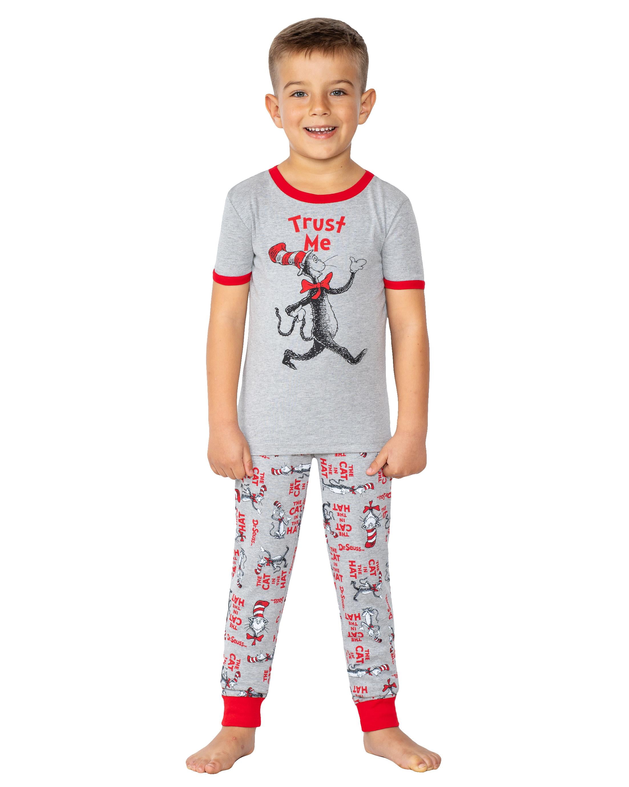 Dr. Seuss Kids Pajama Boys and Girls Fun Cotton Sleepwear Gray