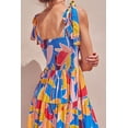 thumbnail image 3 of Women's Floral Tie Shoulder Smocked Tiered Maxi Dress Multicolored Pattern 100% Polyester Casual Sleeveless Square Neck, 3 of 4