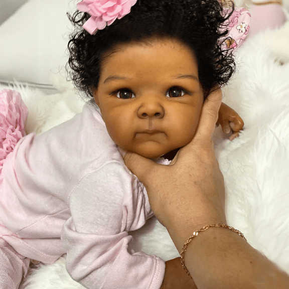 Black Reborn Baby Dolls - 18 -inch Lifelike Realistic Adorable Newborn Baby Dolls Real Life Cloth Body Baby with Clothes and Toy Gift for Kids Age 3 
