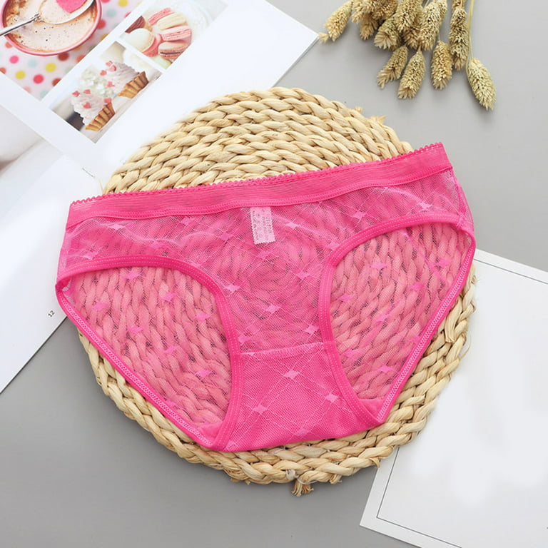 Womens Low Waist Sheer Mesh Briefs Cute Seamless Panties for Women High  Waist Cotton Panties Brief (Hot Pink, XL)