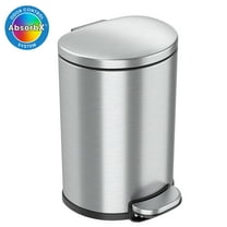 iTouchless SoftStep Semi-Round Stainless Steel Step Trash Can with Hinged Lid 1.85 Gallon (IP02DSS)