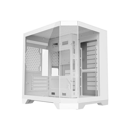 DIYPC DIY-CUBE03-W White Dual USB3.0 Tempered Glass Micro ATX Gaming Computer Case w/ 3 x Tempered Glass Panel