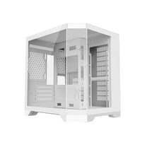 DIYPC DIY-CUBE03-W White Dual USB3.0 Tempered Glass Micro ATX Gaming Computer Case w/ 3 x Tempered Glass Panel