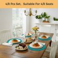 thumbnail image 6 of Pure Teal Green Round 15 Inch Placemats Set of 2, Simple Solid Color HeatResistant Non Slip Place Mats for Dining Table, Wipeable Braided Kitchen Table Mats for Housewarming, 6 of 9
