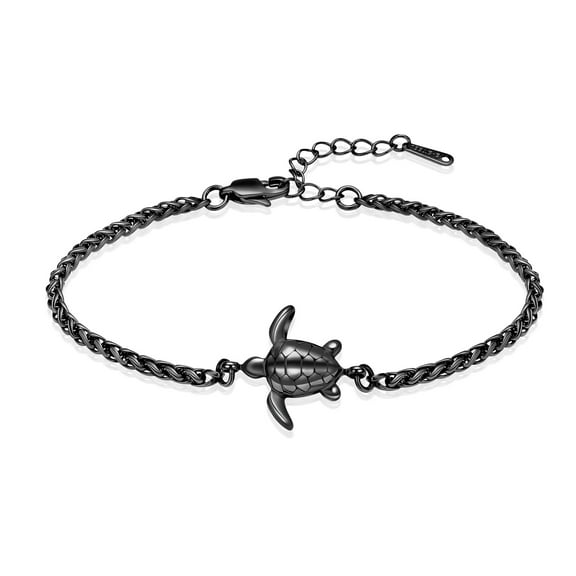 20-24cm Adjustable Sea Turtle Urn Locket Funeral Urn Bracelet for Pet Human Ashes Holder Stainless Steel Chain Link Women's Bracelet Cremation Jewellery Urn Bracelet for Ashes