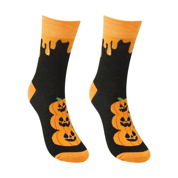 Socks for Women Halloween Pumpkin Novelty Print Crew Socks Mid Calf Length Casual Party Fall Fun Socks