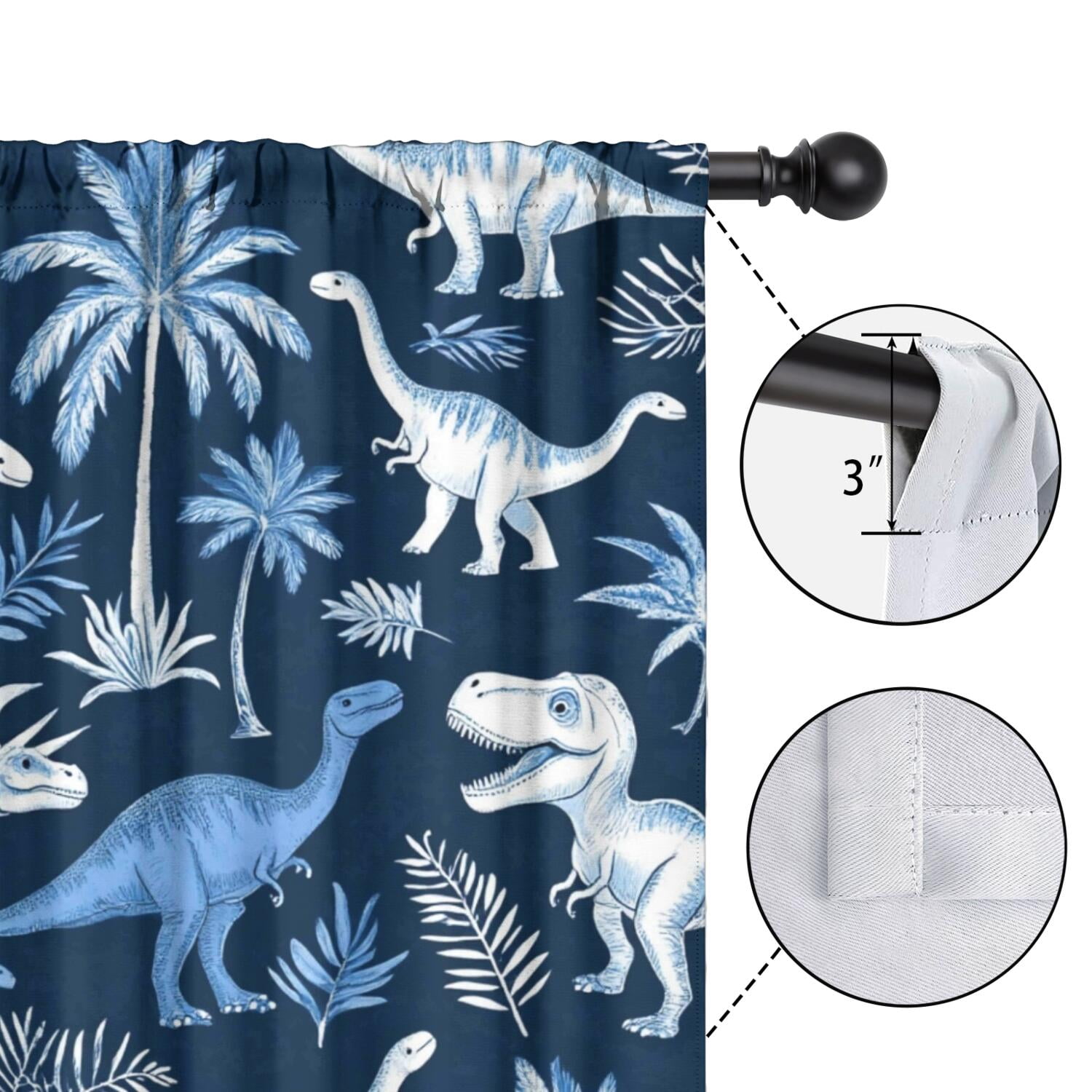 Blackout Kids Curtains,Cute Dinosaur Pattern Childrens Insulated Curtains Set Of 2,Bedroom Essentials,Toddler Room Decor 42x54in(106x137cm)