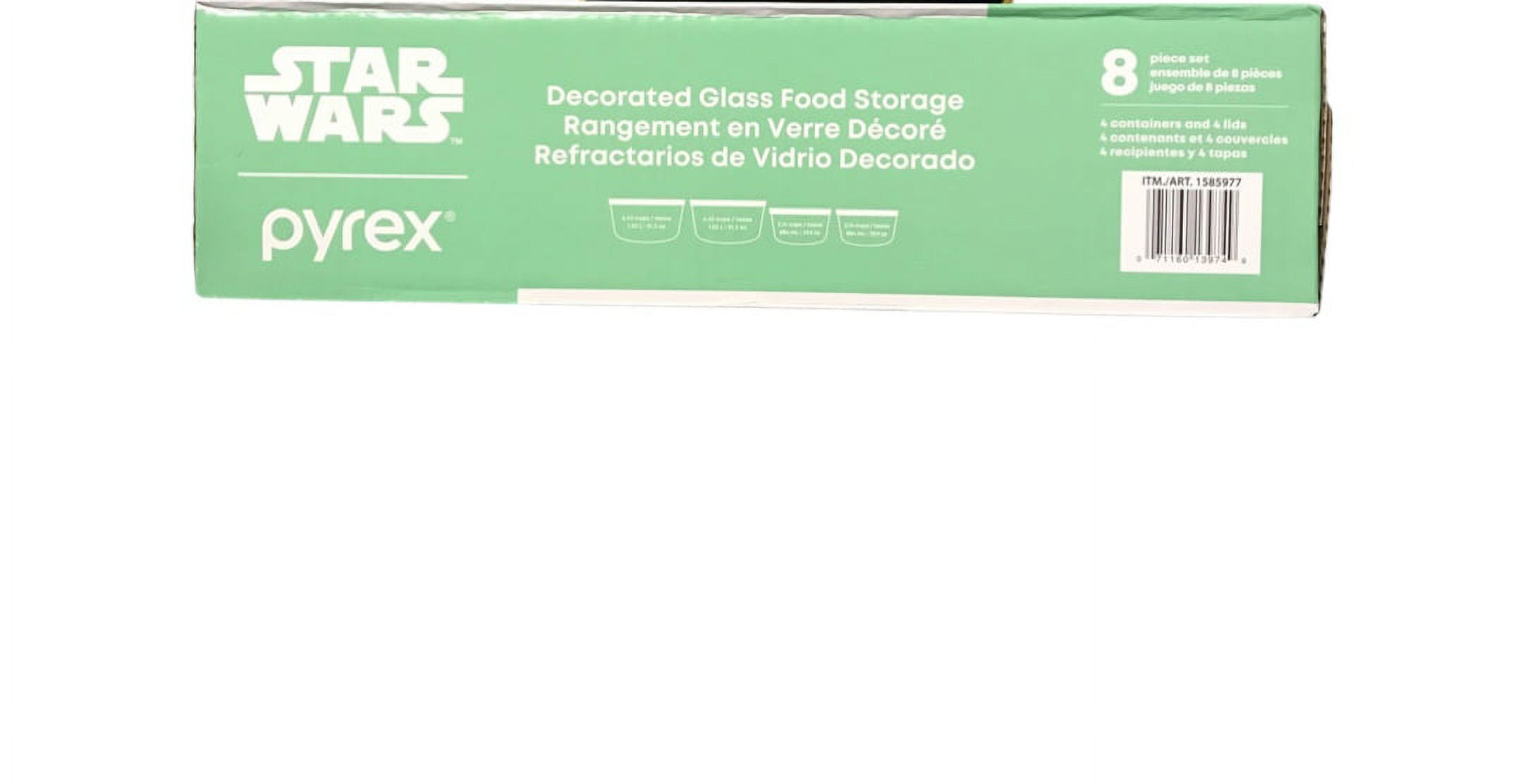 PYREX 8pc STAR WARS Decorated Glass Food Storage Set. NB: 1x Big