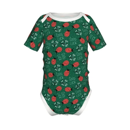 

Junzan Good Luck Ladybug Print Short-Sleeve Baby Climbing Clothes Bodysuits for Infant One-Piece for Baby Boys & Girls Baby Clothes Baby Romper with Snap Closure-18 Months