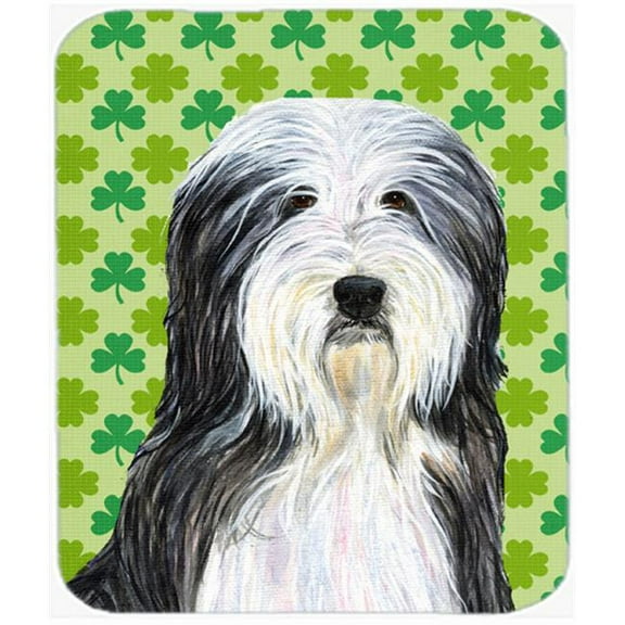 Bearded Collie St. Patricks Day Shamrock Portrait Mouse Pad, Hot Pad Or Trivet