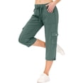 thumbnail image 3 of Mohiass Pantalon Cargo Capris pour Femmes Randonnée Léger Séchage Rapide Été Extérieur Décontracté Voyage avec Poches Bleu Ciel P, 3 of 4