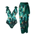 thumbnail image 1 of Gibobby Trajes de Baño para Mujer Traje de baño de 1 pieza para mujer + 1 pieza para cubrirse Traje de baño de dos piezas con estampado vintage Monokini (Verde,XL), 1 of 3