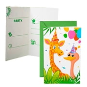 Procos Jungle Animals Birthday Party Kit with Plates, Cups, Napkins, Invitations & Tablecloth – FSC Certified