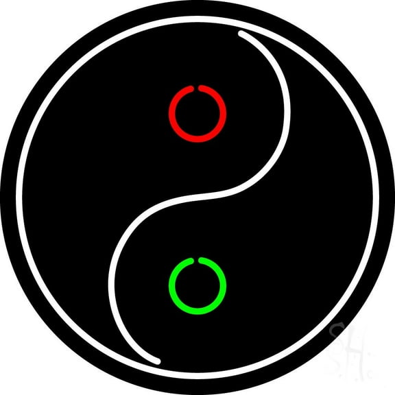 Taoist Symbol LED Neon Sign 18 X 18 - inches Black Square Cut Acrylic Backing, with Dimmer - Premium built indoor Sign for Home décor, Event, Religious place, Store interior, Office.