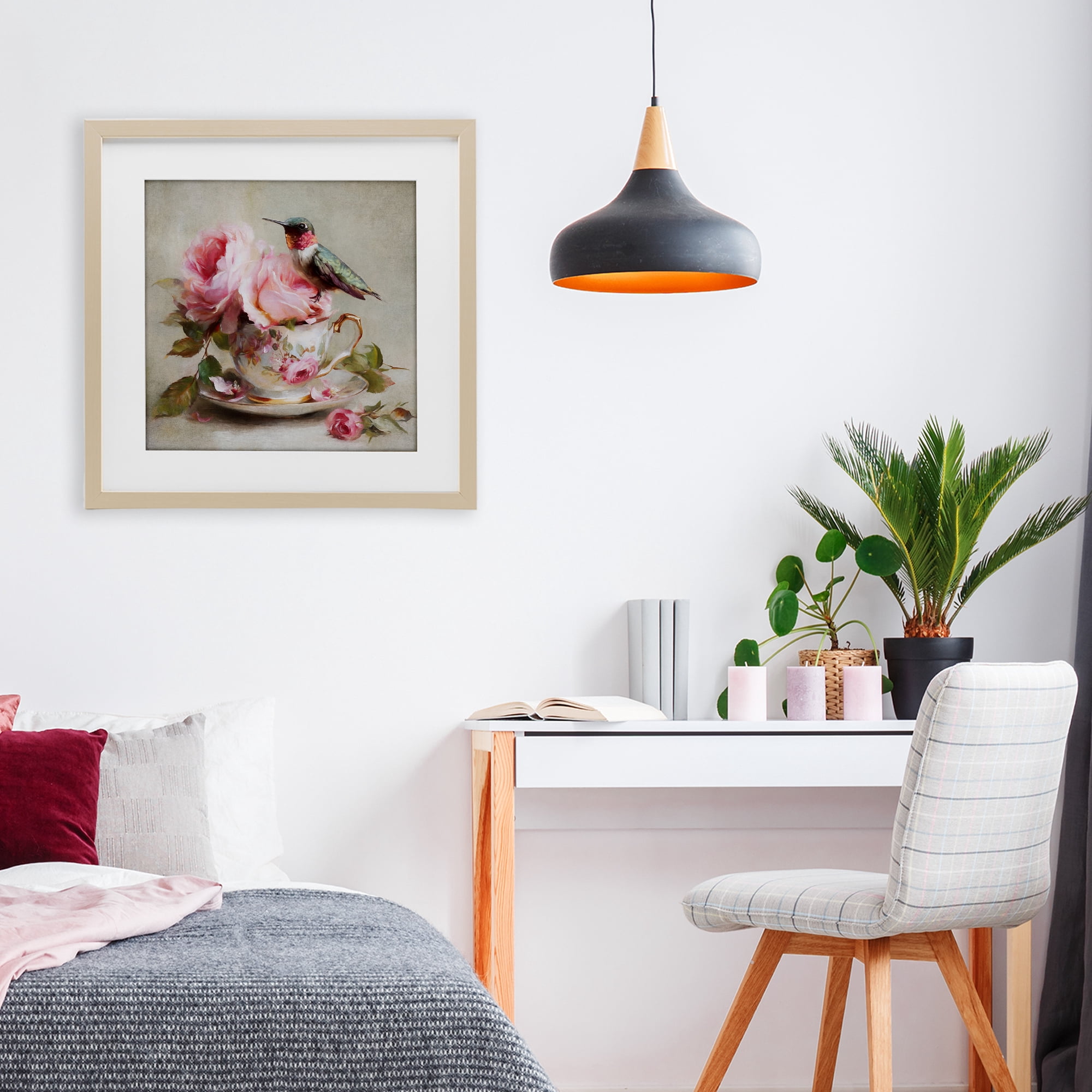 Stupell Industries Hummingbird & Tea Cup Birch Framed Print Under Glass, design by Tina LeCour